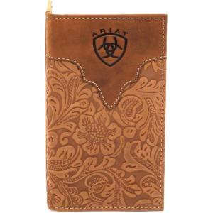 ARIAT Men’s Genuine Leather Floral Embossed Rodeo Wallet