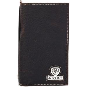 ARIAT Men’s Logo Bifold Leather Wallet Brown One Size