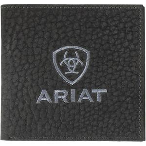 ARIAT Men’s Pebbled Bull Hide Leather Bifold Wallet (Black)(Black)