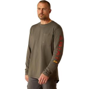 ARIAT Men’s Rebar Workman Logo T-Shirt(Beluga/Red Ochre)