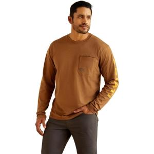 ARIAT Men’s Rebar Workman Logo T-Shirt(Rebar Khaki Heather/Rebar Oran)