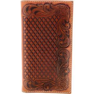 ARIAT Men’s Rodeo Basket Weaved Floral Embossed Wallet A3544208(Brown)