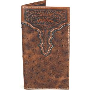 ARIAT Men’s Rodeo Ostrich Print Floral Embossed Wallet – A3553102 One Size