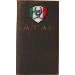 ARIAT Men’s Rodeo Wallet Mexican Flag Logo, Brown