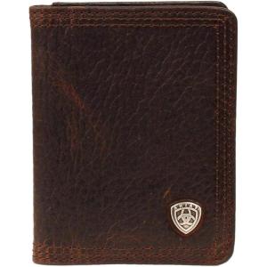 ARIAT Men’s Shield Concho Rowdy Bifold Flip Wallet(Brown_rowdy)