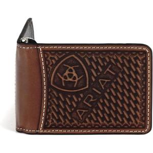 ARIAT Money Clip Sunburst Basketweave Brown