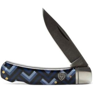 ARIAT Southwestern Shield Smooth Blade Folding Pocket Knife, Multicolor, 3” Blade (Large)(Multicolor (Chevron))