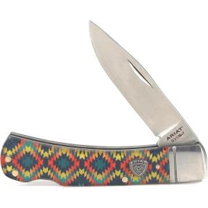 ARIAT Southwestern Shield Smooth Blade Folding Pocket Knife, Multicolor, 3” Blade (Large)(Multicolor (Pattern))