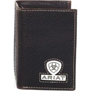ARIAT Trifold Shield Logo Concho Brown Rowdy Wallet