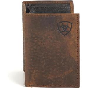 ARIAT Trifold Wallet Emboss Corner Logo Brown One Size