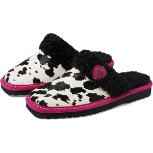 ARIAT Women’s Jackie Square Toe Warm Soft Genuine Suede Leather Indoor Outdoor Slippers with Plush Collar(Pink Pony)