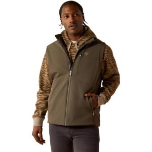 ARIAT mens Logo Softshell Vest(Dark Green/Dark Green Heather)