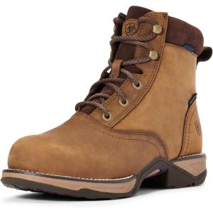 Ariat womens Anthem Round Toe Lacer Waterproof Composite Toe Work Boot(Distressed Brown)