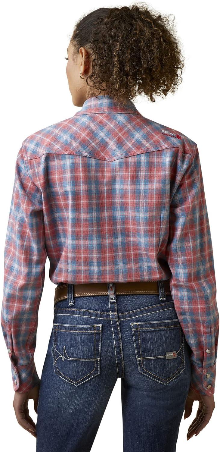 imageARIAT Womens Fr Classen Retro Fit Snap Work ShirtSun Kissed Coral Plaid
