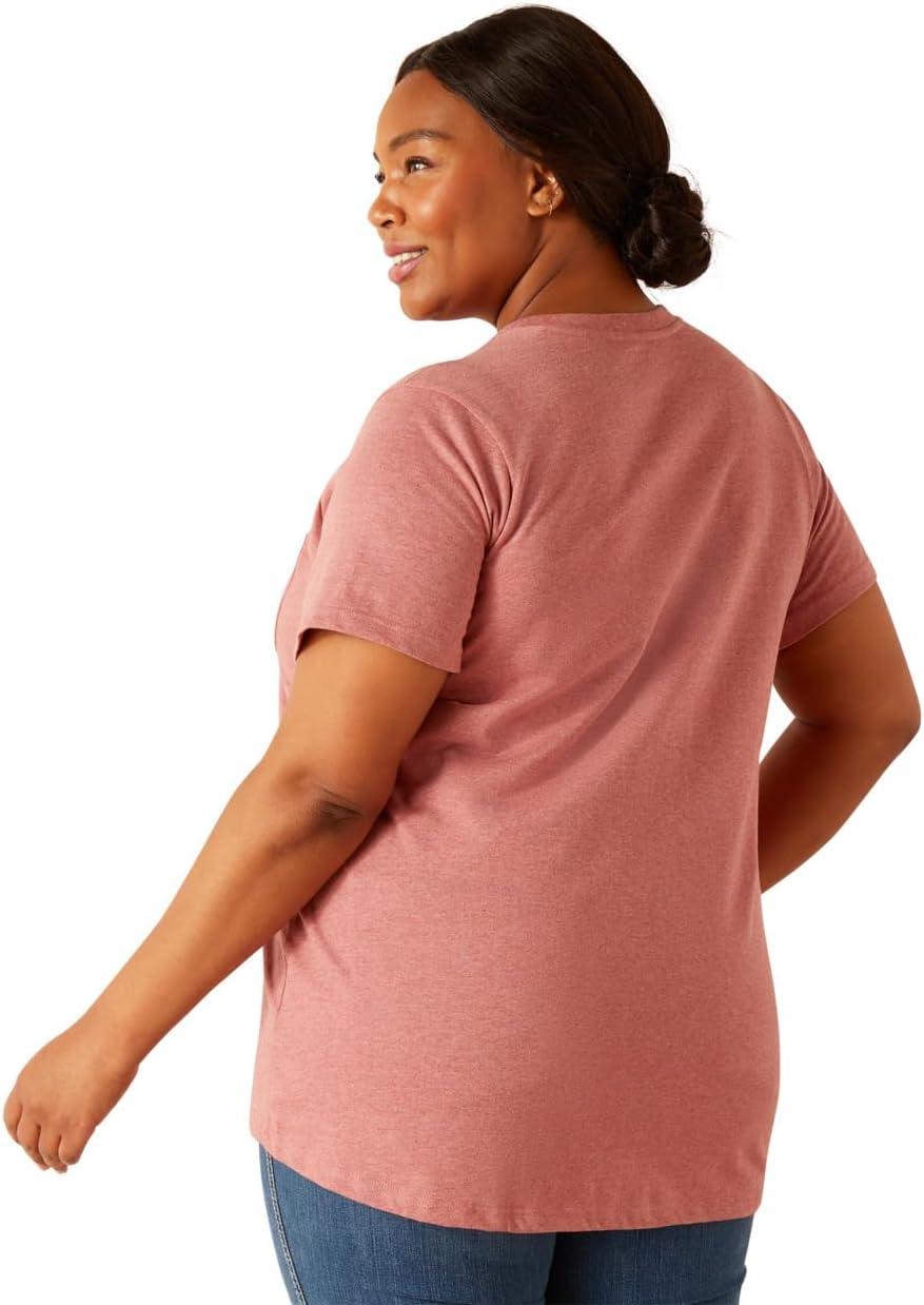 imageARIAT Womens Rebar Cotton Strong VNeck TopMineral Red Heather