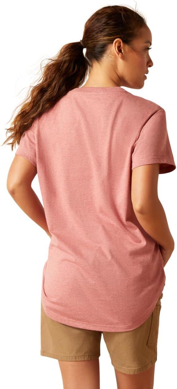 imageARIAT Womens Rebar Cotton Strong VNeck TopMineral Red Heather