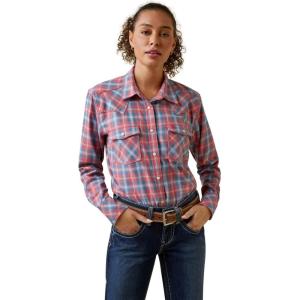 ARIAT Women’s Fr Classen Retro Fit Snap Work Shirt(Sun Kissed Coral Plaid)