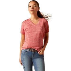ARIAT Womens Rebar Cotton Strong V-Neck Top(Mineral Red)