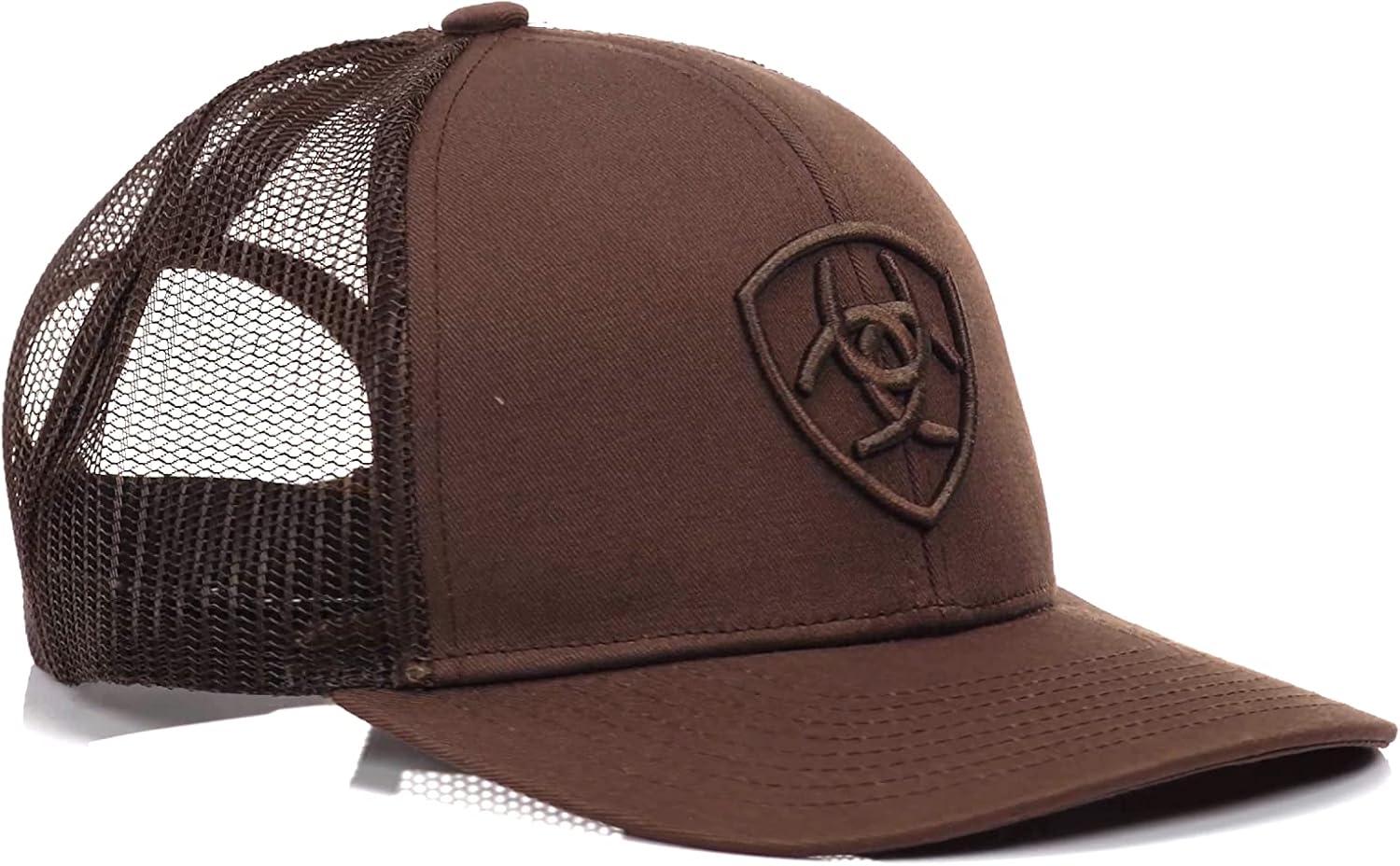 imageARIAT Mens Brown Snapback Shield Logo Cap