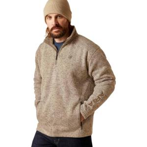 ARIAT Men’s Caldwell Logo 1/4 Zip Sweater(Beige)