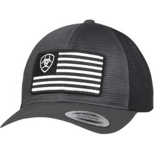 ARIAT Men’s Flexfit Amerian Flag Patriot Snapback Baseball Cap(Charcoal)