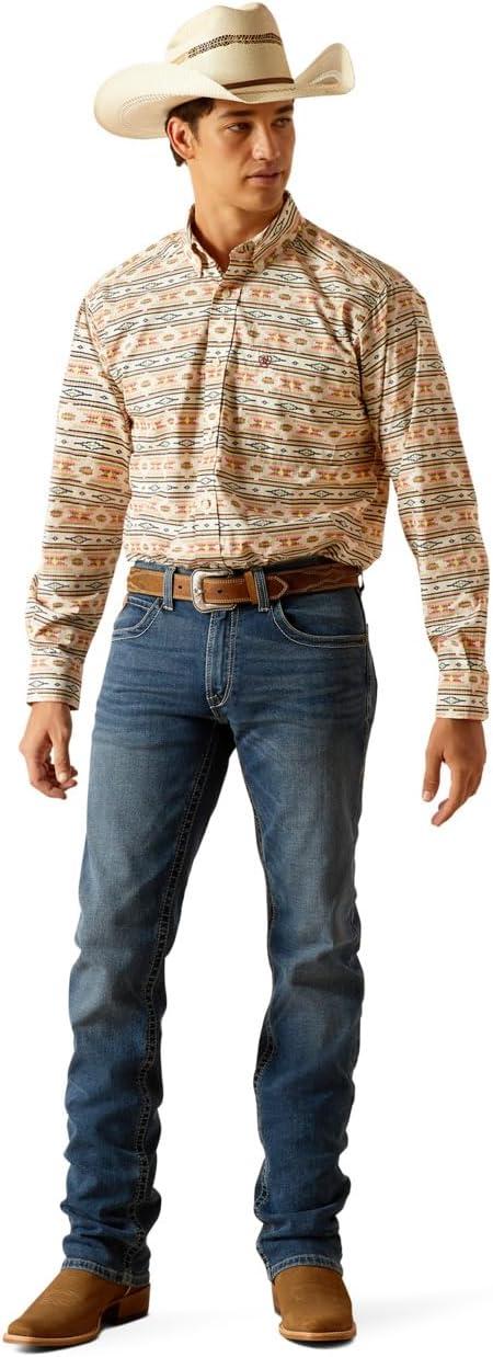 imageARIAT Apricot Blush Aztec Print Timothy Mens Collared Long Sleeve Button Down Shirt 10048370Apricot Blush