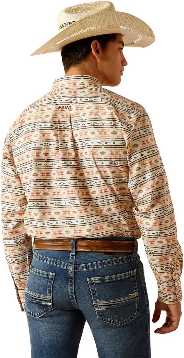 imageARIAT Apricot Blush Aztec Print Timothy Mens Collared Long Sleeve Button Down Shirt 10048370Apricot Blush