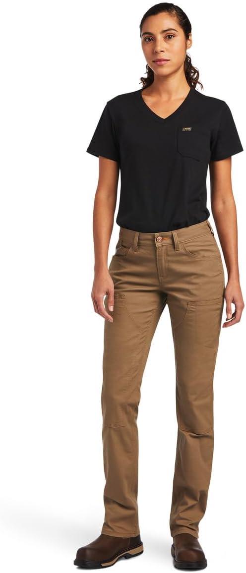 imageARIAT Womens Rebar DuraStretch Made Tough Double Front Pant Field Khaki Size 27 Short