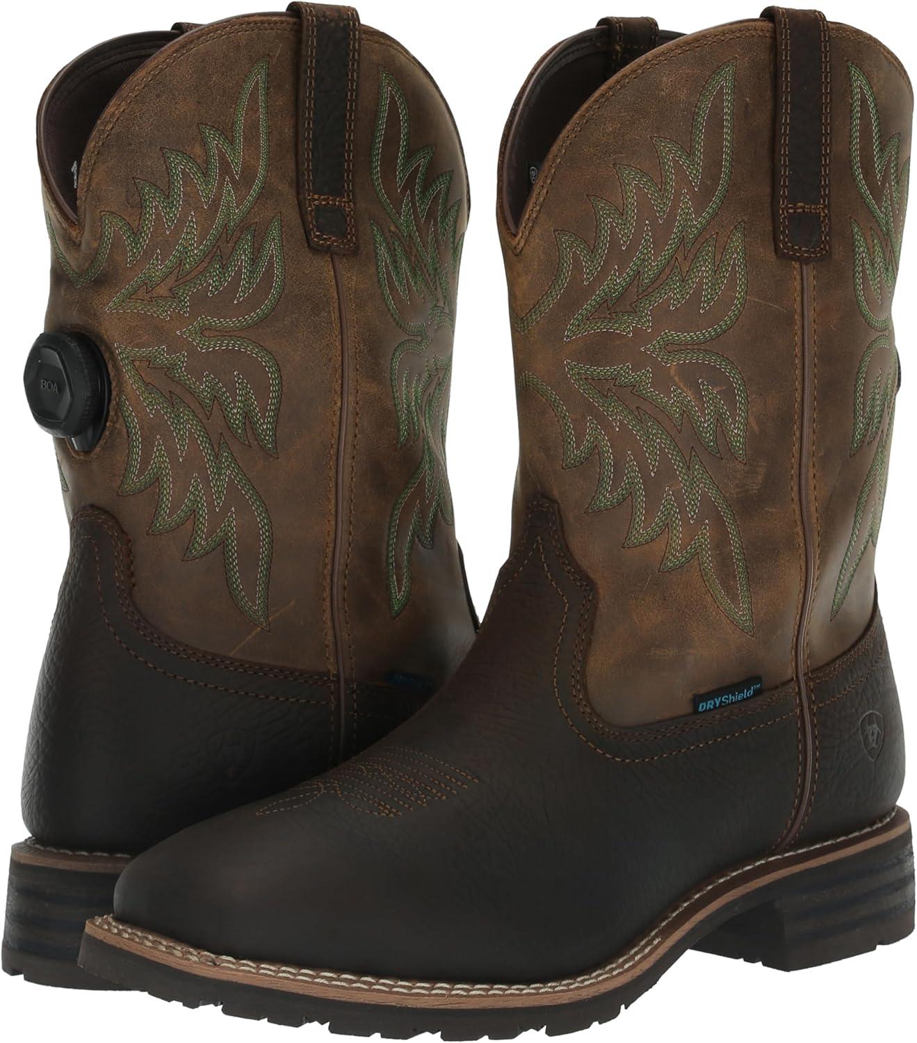 imageAriat Mens Hybrid Rancher BOA Waterproof Western BootAcorn BrownBeduino Brown