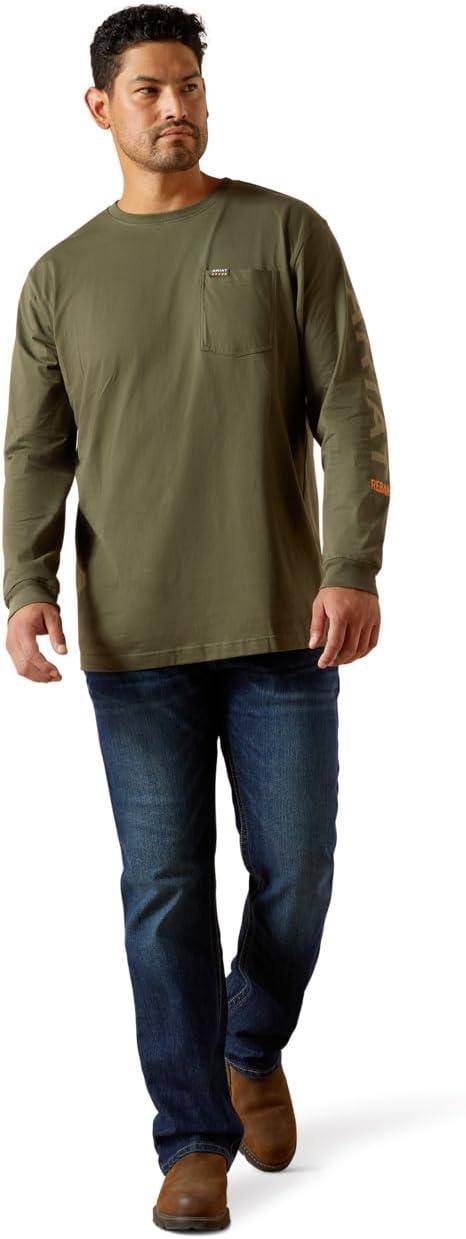 imageAriat Mens Rebar Cotton Strong Standard Logo Pocket TShirtGrape LeafDried Herb