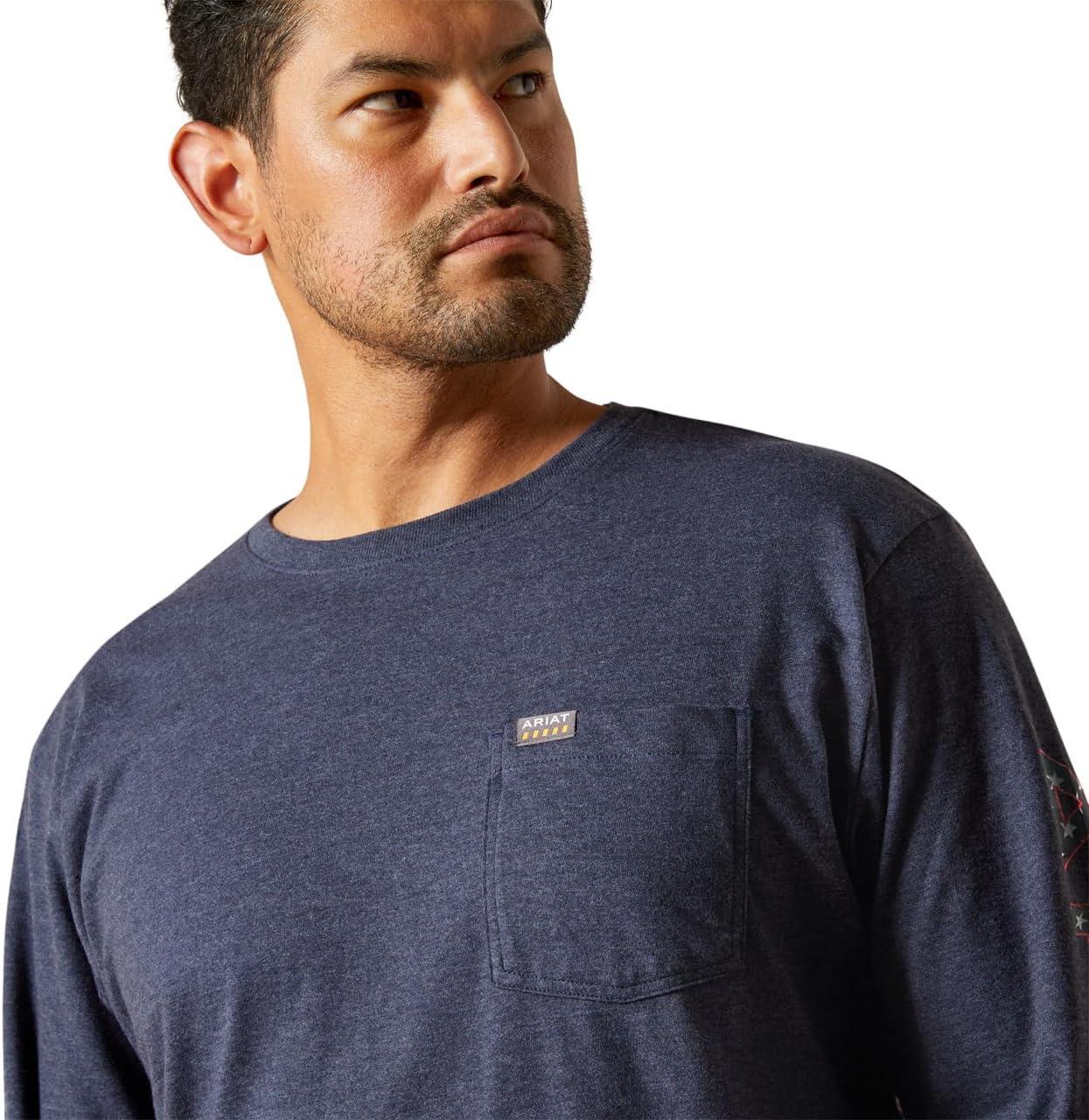 imageAriat Mens Rebar Cotton Strong Standard Logo Pocket TShirtNavyUsa