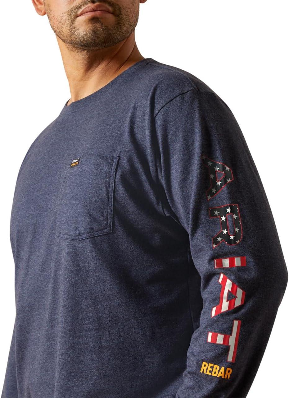 imageAriat Mens Rebar Cotton Strong Standard Logo Pocket TShirtNavyUsa