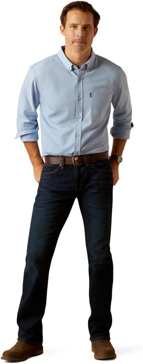 imageAriat Mens Wrinkle Free Flemming Fitted ShirtChambray Blue