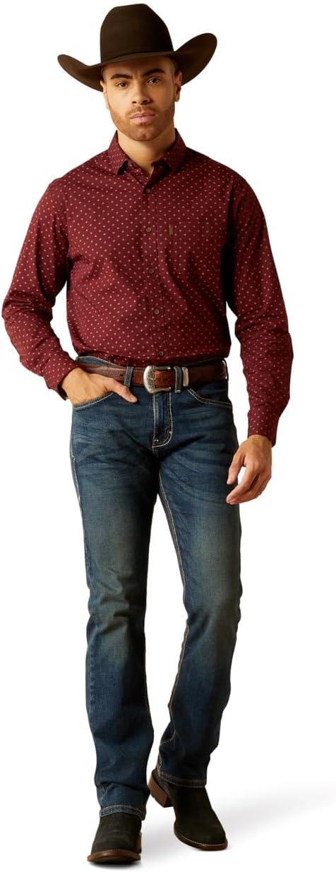 imageAriat Mens Wrinkle Free Flemming Fitted ShirtMaroon Banner