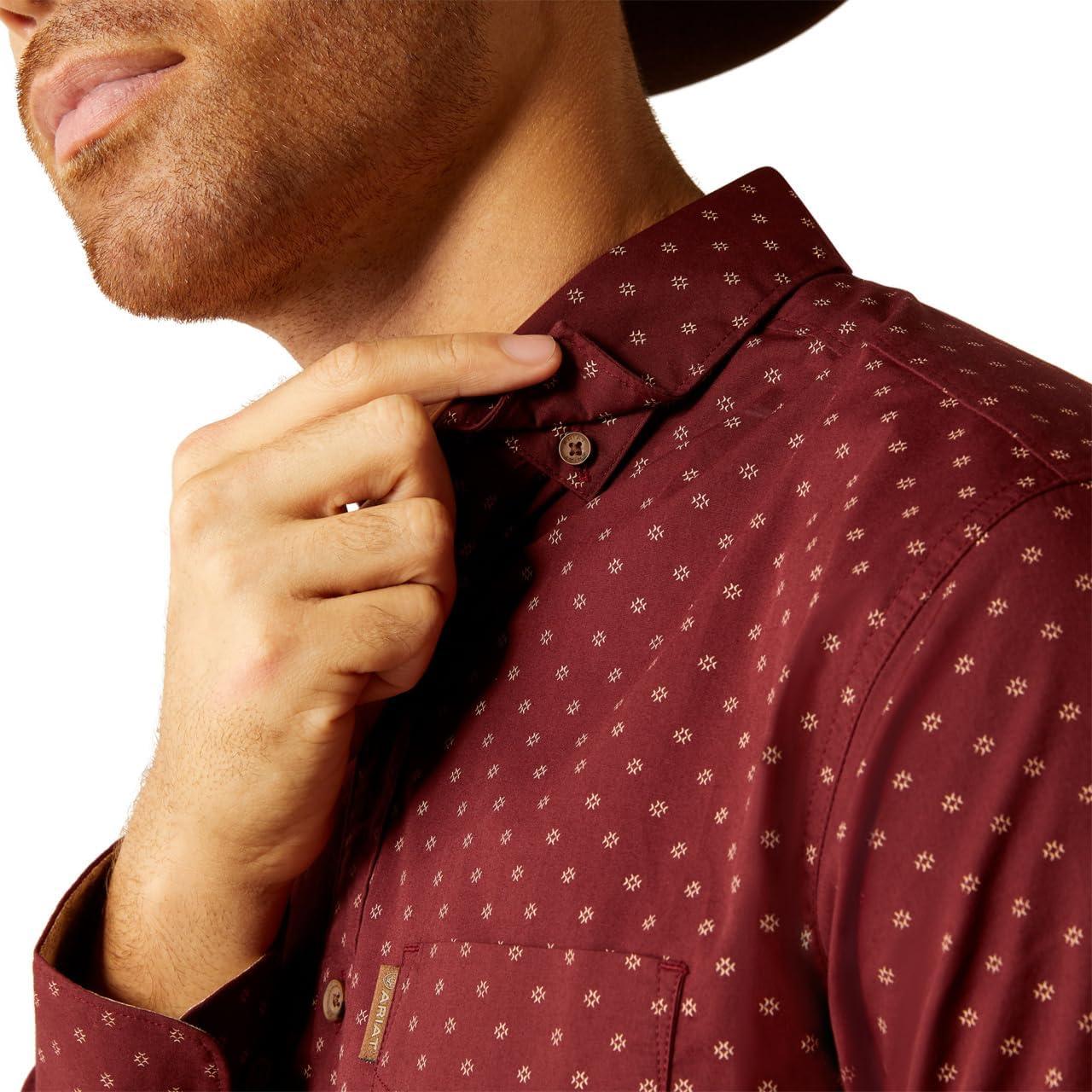 imageAriat Mens Wrinkle Free Flemming Fitted ShirtMaroon Banner