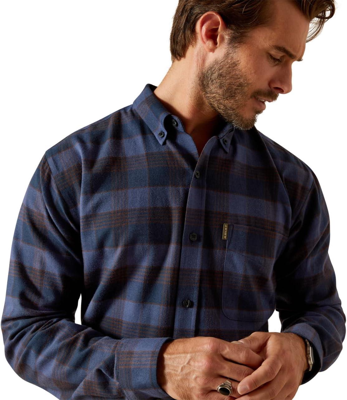 imageAriat Mens Wrinkle Free Flemming Fitted ShirtNavy Plaid