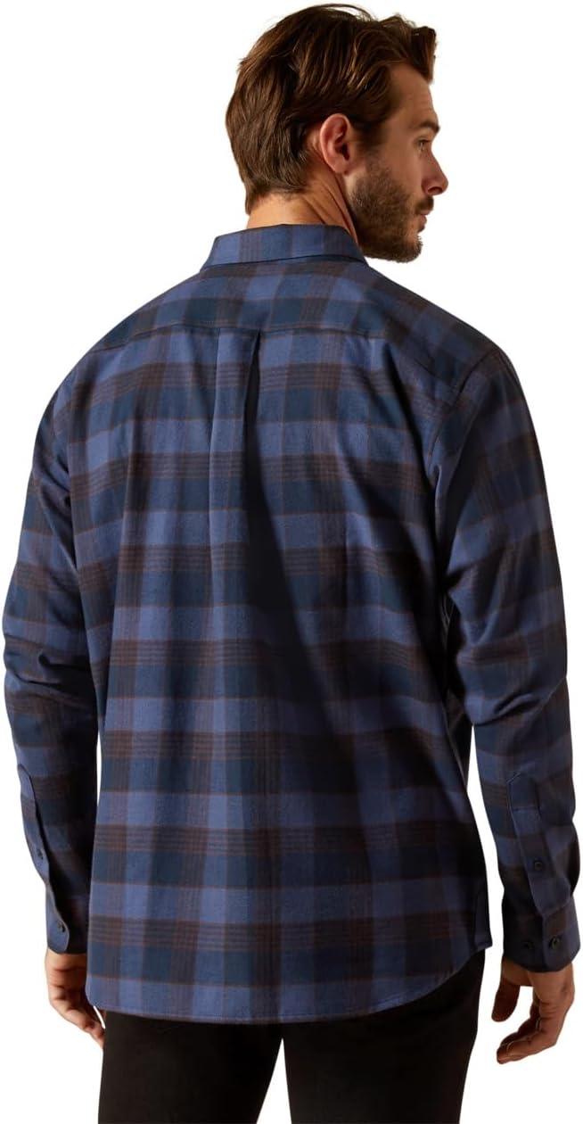 imageAriat Mens Wrinkle Free Flemming Fitted ShirtNavy Plaid