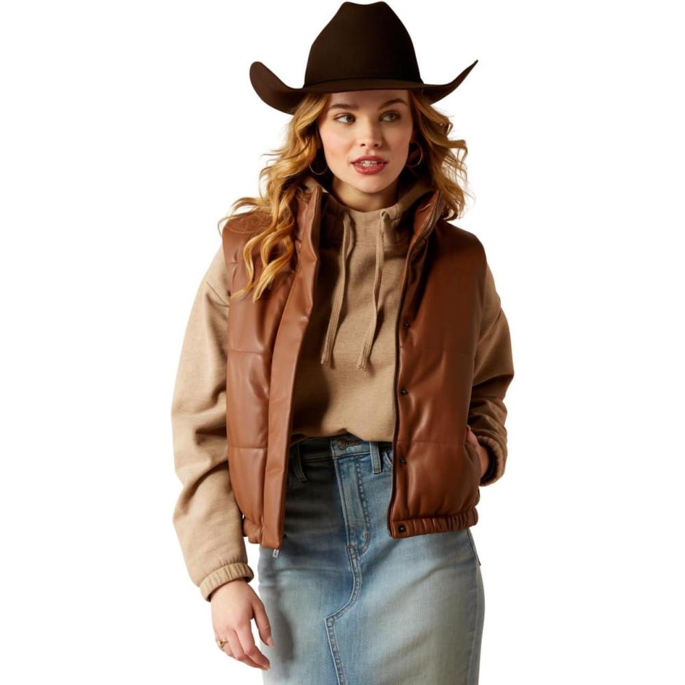 imageARIAT Women Swirls Faux Leather VestSoft Silt