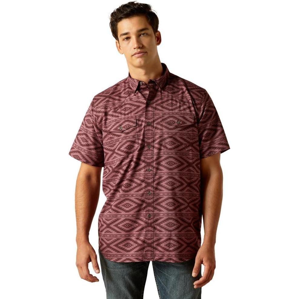 imageAriat Mens Fitted Venttek Grey ShirtDark Redwood