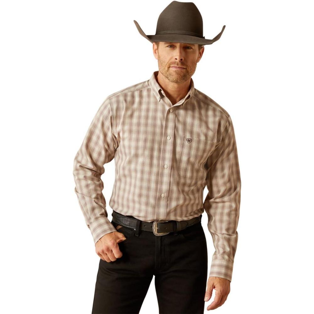 imageAriat Mens Wrinkle Free Flemming Fitted ShirtBrown