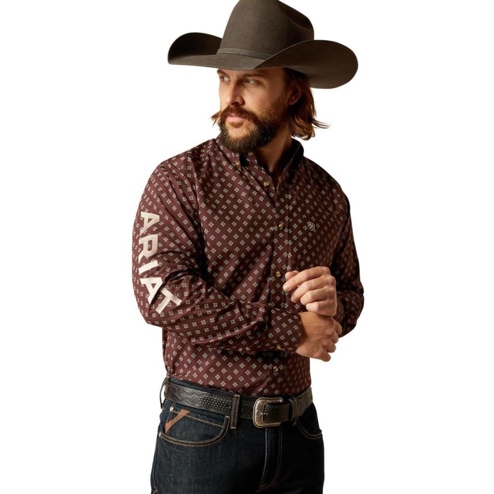 imageAriat Mens Wrinkle Free Flemming Fitted ShirtBrownTan