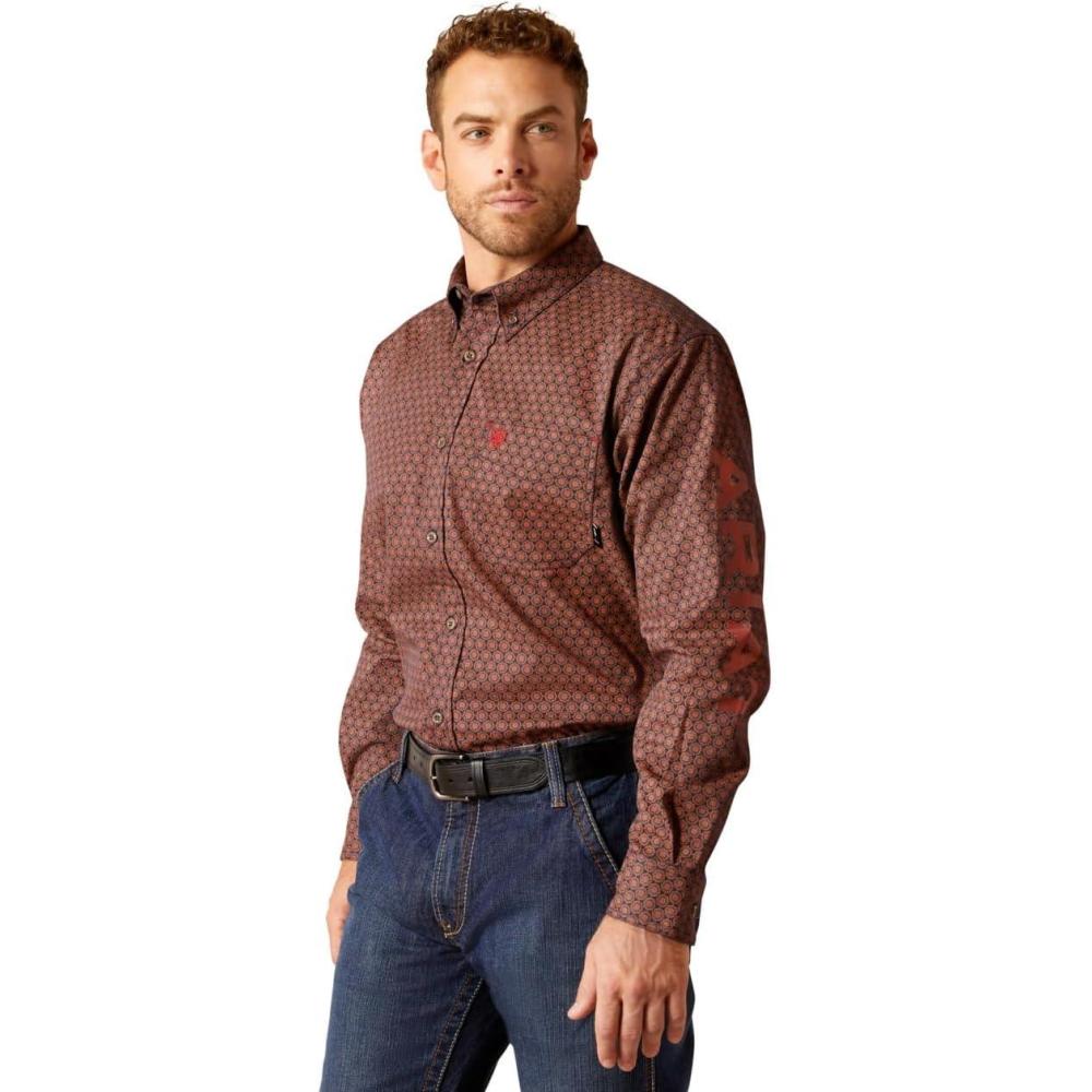 imageAriat Mens Wrinkle Free Flemming Fitted ShirtBurnt Henna