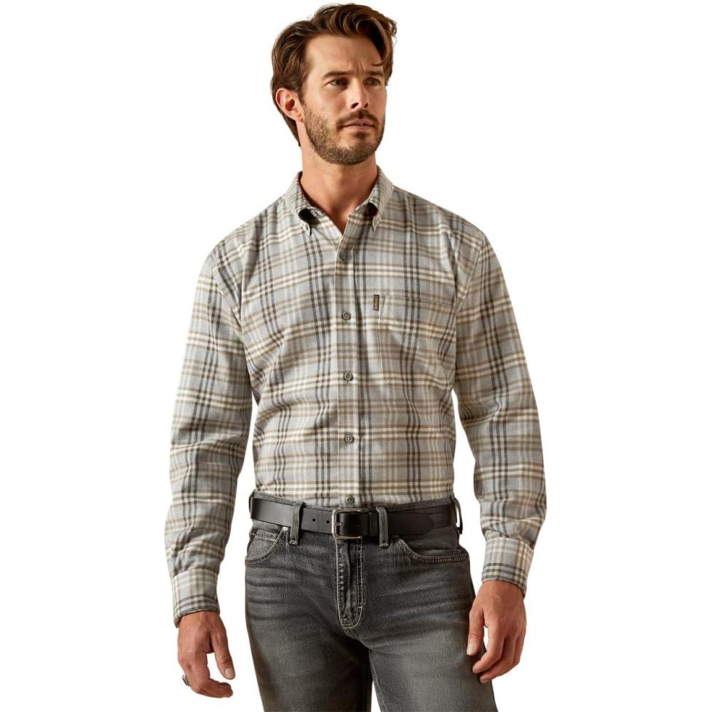 imageAriat Mens Wrinkle Free Flemming Fitted ShirtGrey Plaid
