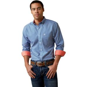 ARIAT Men’s Wrinkle Free Wren Fitted Shirt(Bright Cobalt)