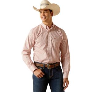 ARIAT Men’s Wrinkle Free Wren Fitted Shirt(Tobasco Red)