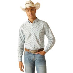 ARIAT White Kendrick Mens Fitted Long Sleeve Button Down Western Shirt 10048409(White)