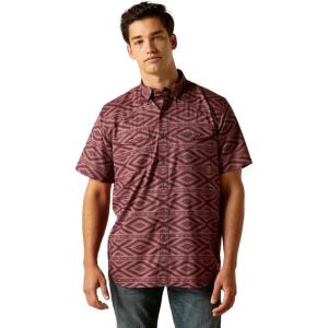 Ariat Mens Fitted Venttek Grey Shirt(Dark Redwood)
