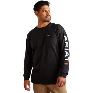 Ariat Mens Rebar Cotton Strong Standard Logo Pocket T-Shirt(Black/White)