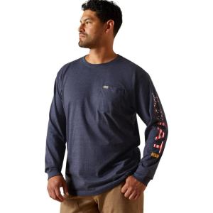 Ariat Mens Rebar Cotton Strong Standard Logo Pocket T-Shirt(Navy/Usa)