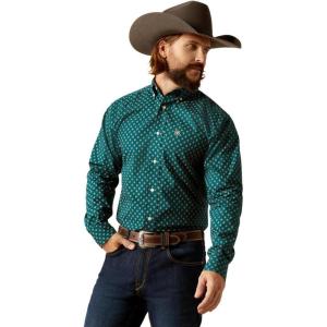 Ariat Mens Wrinkle Free Flemming Fitted Shirt(Deep Teal)